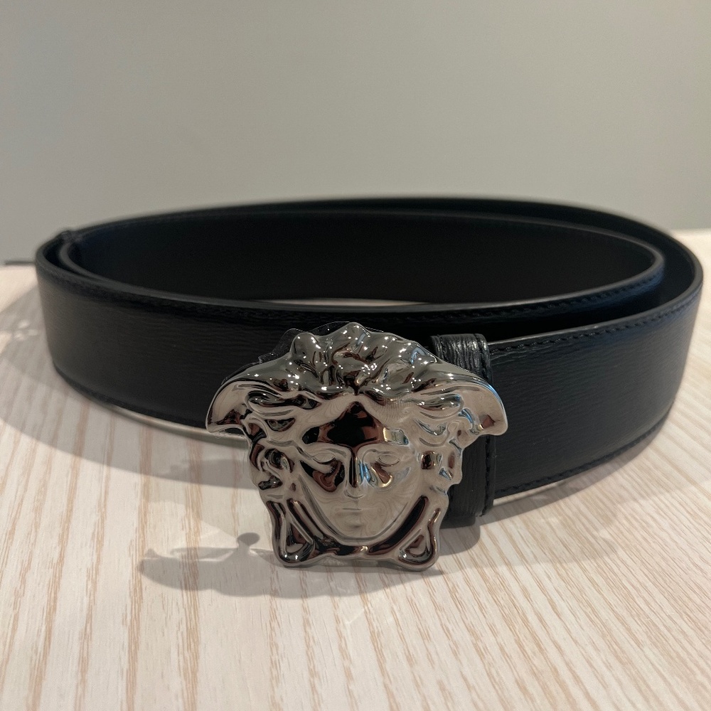 Versace La Medusa Black Leather Belt